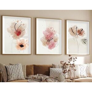 Imagine Set 3 tablouri decorative, Huhu205, Lemn masiv, Multicolor