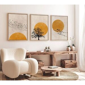 Imagine Set 3 tablouri decorative, Huhu147, Lemn masiv, Multicolor