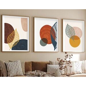 Imagine Set 3 tablouri decorative, Huhu209, Lemn masiv, Multicolor