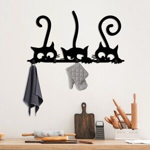 Imagine Cuier de perete, Hidden Cats, Lățime: 60 cm Înălțime: 37 cm Adâncime: 2 cm, Negru