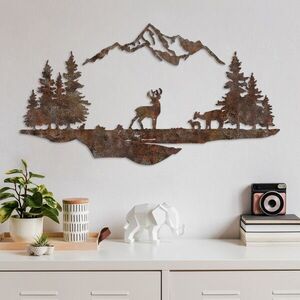 Imagine Decoratiune de perete, Rusty Landscape 1, Dimensiuni: 38 x 70 cm, Maro antichizat