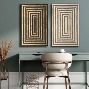 Imagine Set 2 tablouri decorative, 2P4570GSC-012, Lemn, Multicolor