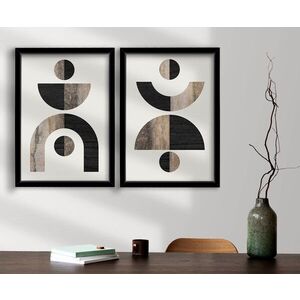 Imagine Set 2 tablouri decorative, 2P3853NISCT-014, Lemn, Maro / Nurcă / Alb / Negru