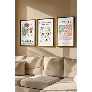 Imagine Set 3 tablouri decorative, Artvmodel3-Kahve, MDF, Multicolor