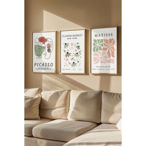 Imagine Set 3 tablouri decorative, Artvmodel3-Ahsap, MDF, Multicolor