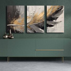Imagine Set 3 tablouri decorative, 3P4570GSC-016, Lemn, Multicolor