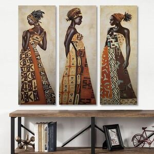 Imagine Set 3 tablouri decorative, 3KNV4584_3090 (90 x 80), Canvas imprimat, Multicolor