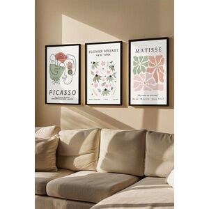 Imagine Set 3 tablouri decorative, Artvmodel3-Sıyah, MDF, Multicolor