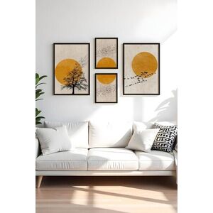 Imagine Set 4 tablouri decorative, Huhu455-S, Lemn masiv, Multicolor