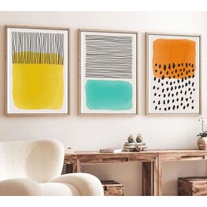 Imagine Set 3 tablouri decorative, Huhu136, Lemn masiv, Multicolor