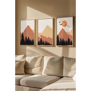 Imagine Set 3 tablouri decorative, Artvmodel28-Ahsap, MDF, Multicolor