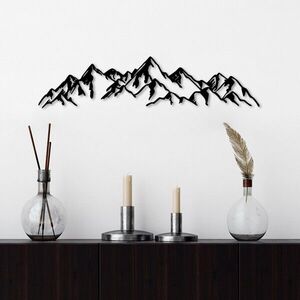 Imagine Decoratiune de perete, Mountain View, Dimensiune: 62 x 14 cm, Negru