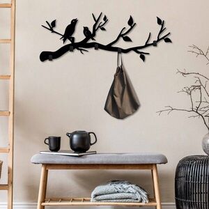 Imagine Cuier de perete, Escaped Birds, Lățime: 67 cm Înălțime: 27 cm Adâncime: 2 cm, Negru
