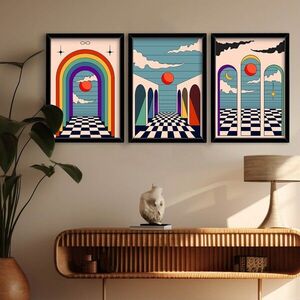 Imagine Set 3 tablouri decorative, 3p3752softct-012, Lemn, Multicolor