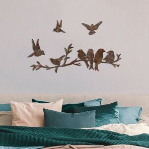 Imagine Decoratiune de perete, Rusty Birds 2, 13 x 13 cm, Maro antichizat
