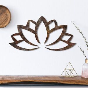 Imagine Decoratiune de perete, Rusty Lotus, Dimensiune: 35 x 60 cm, Maro antichizat