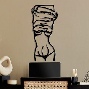 Imagine Decoratiune de perete, Undressing Woman, Dimensiune: 33 x 70 cm, Negru