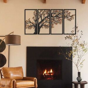Imagine Decoratiune de perete, Autumn Vibes Set of 4- APT740 L, Dimensiuni: 99 x 200 cm, Negru