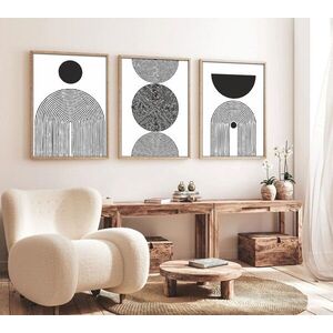 Imagine Set 3 tablouri decorative, Huhu163, Lemn masiv, Multicolor