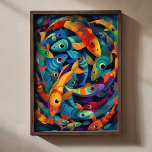 Imagine Tablou decorativ, TUN076-L, Lemn, Multicolor