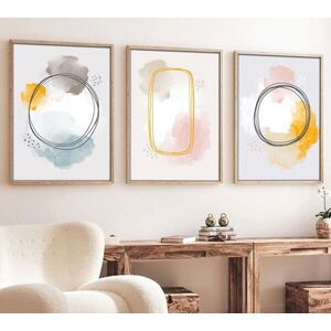 Imagine Set 3 tablouri decorative, Huhu125, Lemn masiv, Multicolor