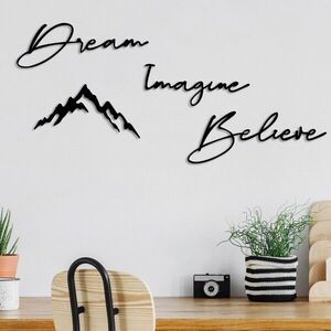 Imagine Decoratiune de perete, Dream Imagine Belive, Dimensiune: 47 x 16 cm (1 bucată), Negru