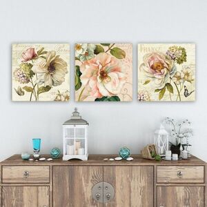 Imagine Set 3 tablouri decorative, pmdr45, Rama din lemn (grosime 3 cm), Multicolor