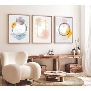Imagine Set 3 tablouri decorative, Huhu125, Lemn masiv, Multicolor