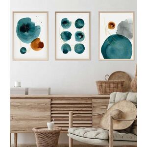 Imagine Set 3 tablouri decorative, Huhu117, Lemn masiv, Multicolor