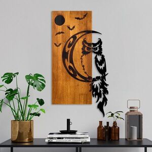 Imagine Decoratiune de perete, Owl, Lățime: 36 cm Înălțime: 66 cm Adâncime: 3 cm, Nuc / Negru