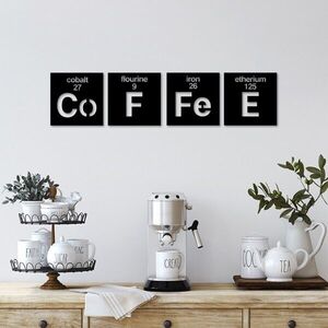 Imagine Decoratiune de perete, Coffee 13, Dimensiune: 18 x 18 cm (4 bucăți), Negru