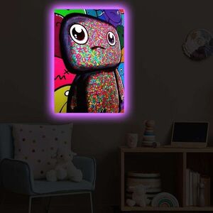 Imagine Tablou decorativ cu lumina LED, 4570POPARTDACT-005, Dimensiune: 45 x 70 cm, Multicolor