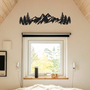 Imagine Decoratiune de perete, Mountains Metal Wall Art, Dimensiuni: 17 x 69 cm, Negru