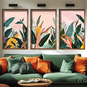 Imagine Set 3 tablouri decorative, GE264-L, Lemn, Multicolor