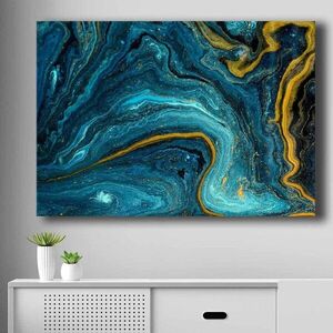 Imagine Tablou decorativ, 70100NISC-018, Lemn, Albastru / Bleumarin / Auriu