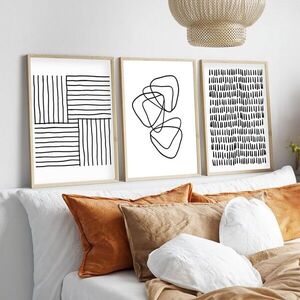 Imagine Set 3 tablouri decorative, Huhu239, Lemn masiv, Multicolor