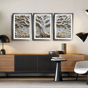 Imagine Set 3 tablouri decorative, 3Pantct-027, Cadru: 100% LEMN (Grosime: 1, 9 cm), Multicolor