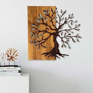 Imagine Decoratiune de perete, Agac 5, Dimensiune: 58 x 58 cm, Nuc / Maro