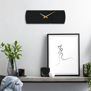 Imagine Ceas de perete, Origami Metal Wall Clock, Dimensiune: 16 x 49 cm, Negru