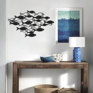 Imagine Decoratiune de perete, Fish Swarm, Dimensiune: 41 x 70 cm (1 bucată), Negru