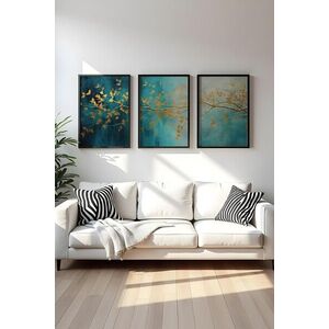 Imagine Set 3 tablouri decorative, Huhu485S, Lemn masiv, Multicolor