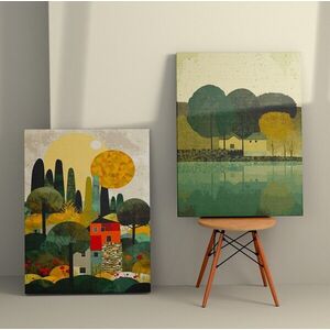 Imagine Set 2 tablouri decorative, 2KNV4339, Lemn, Multicolor