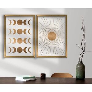 Imagine Set 2 tablouri decorative, 2P3853NISCT-013, Lemn, Maro / Nurcă / Alb
