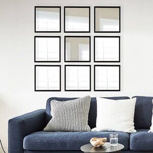 Imagine Set 9 oglinzi decorative, SETAYNA_062, Plastic laminat, Argintiu / Negru