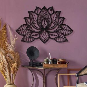 Imagine Decoratiune de perete, Lotus, Dimensiune: 44 x 68 cm (1 bucată), Negru
