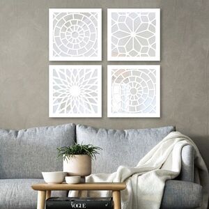 Imagine Set 4 oglinzi decorative, BYZ7436502136122, MDF, Argintiu