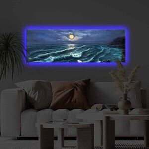 Imagine Tablou decorativ cu lumina LED, 3090KTLGDACT, 30 x 90 cm, Multicolor
