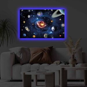 Imagine Tablou decorativ cu lumina LED, 4570KTLGDACT, Dimensiune: 45 x 70 cm, Multicolor