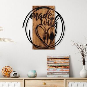 Imagine Decoratiune de perete, Made With Love, Dimensiune: 55 x 57 cm, Nuc / Negru