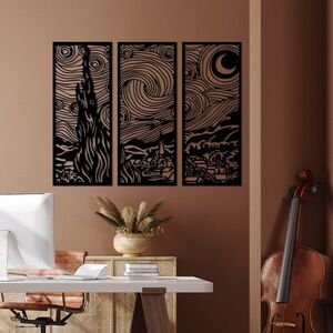 Imagine Decoratiune de perete, Vangogh, Dimensiuni: 3 x 30 x 73 cm, Negru